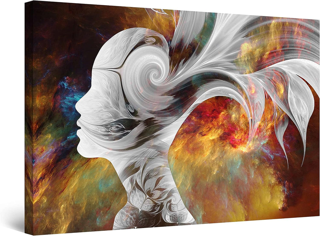Ethereal Woman Face Abstract Canvas Wall Art