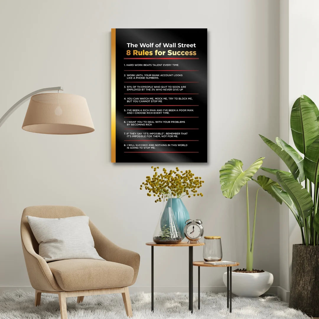Motivational Canvas Wall Art - 8 Rules For Success