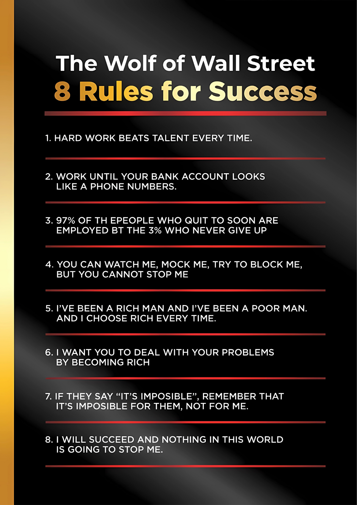 Motivational Canvas Wall Art - 8 Rules For Success