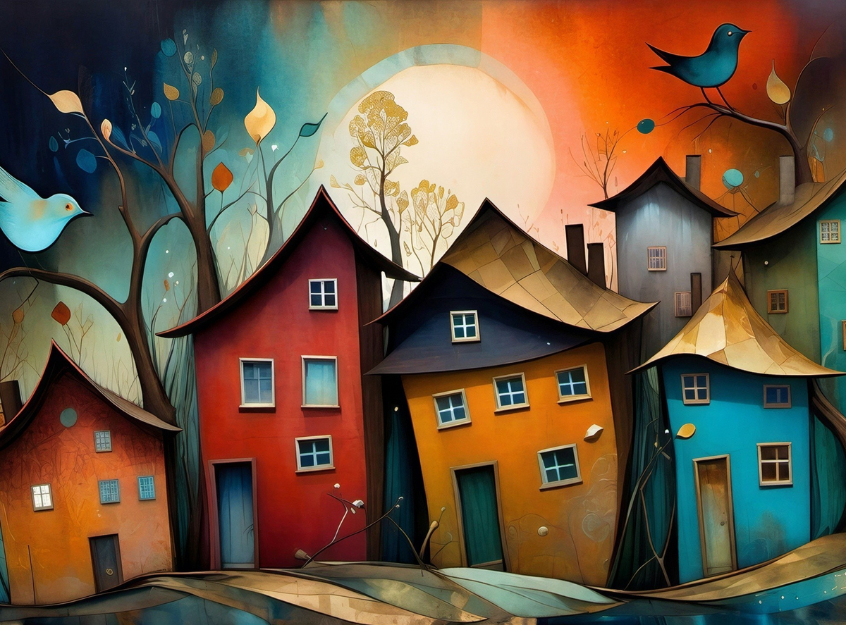 Canvas Wall Art Home Decor - Bent Houses