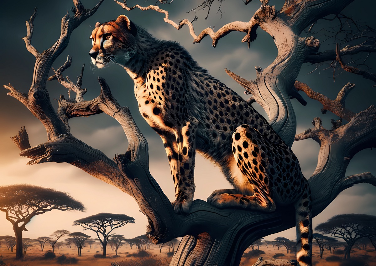 Canvas Wall Art Home Decor - Cheetah In The Savannah