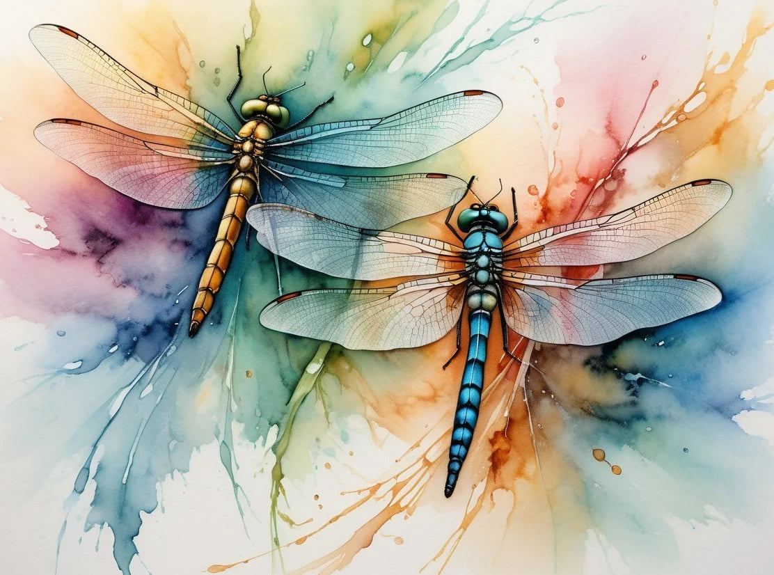 Canvas Wall Art Home Decor - Colourful Dragonflies