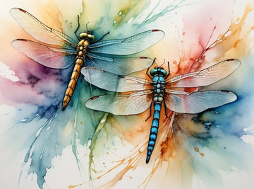 Canvas Wall Art Home Decor - Colourful Dragonflies