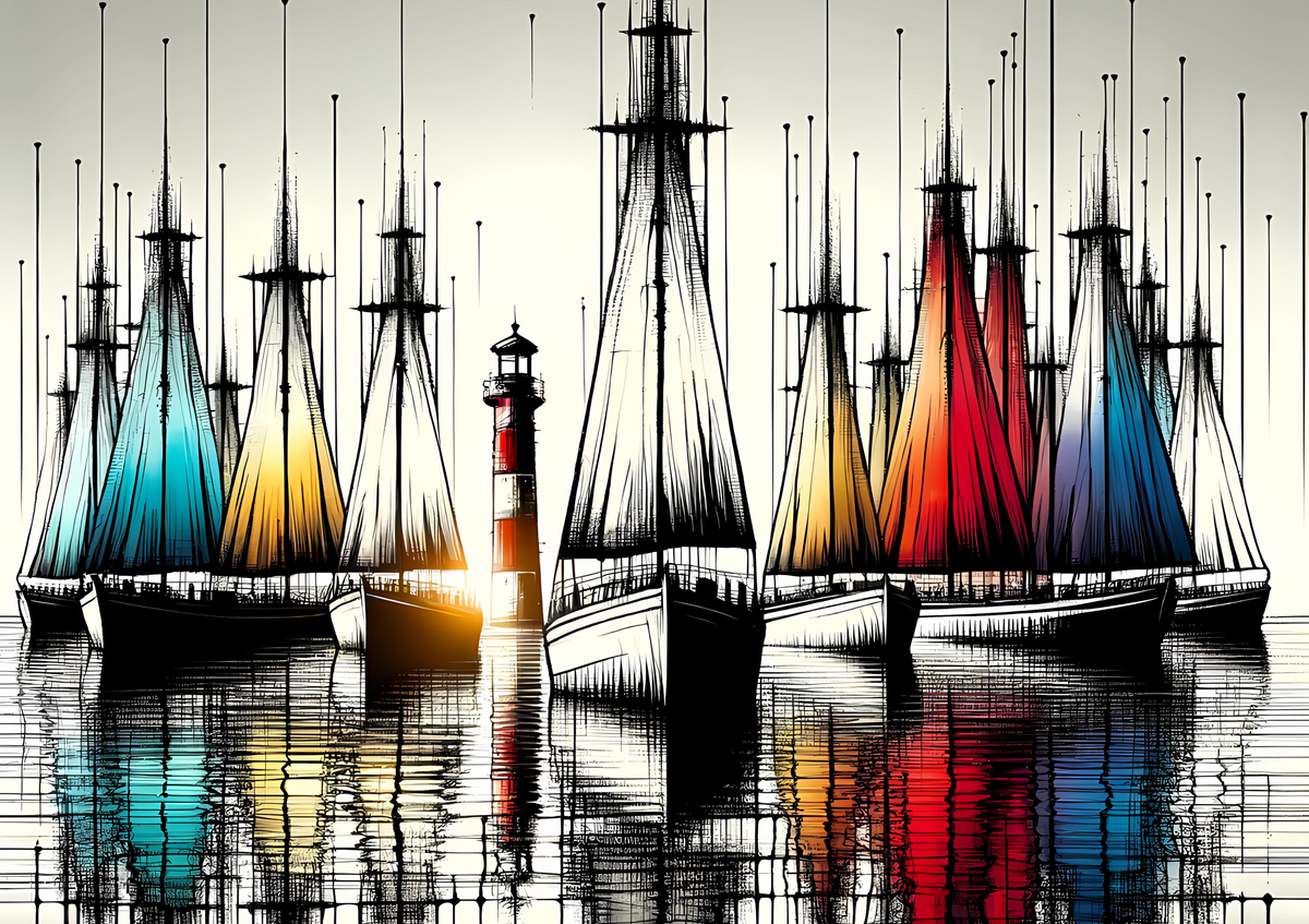 Canvas Wall Art Home Decor - Colourful Sailboats