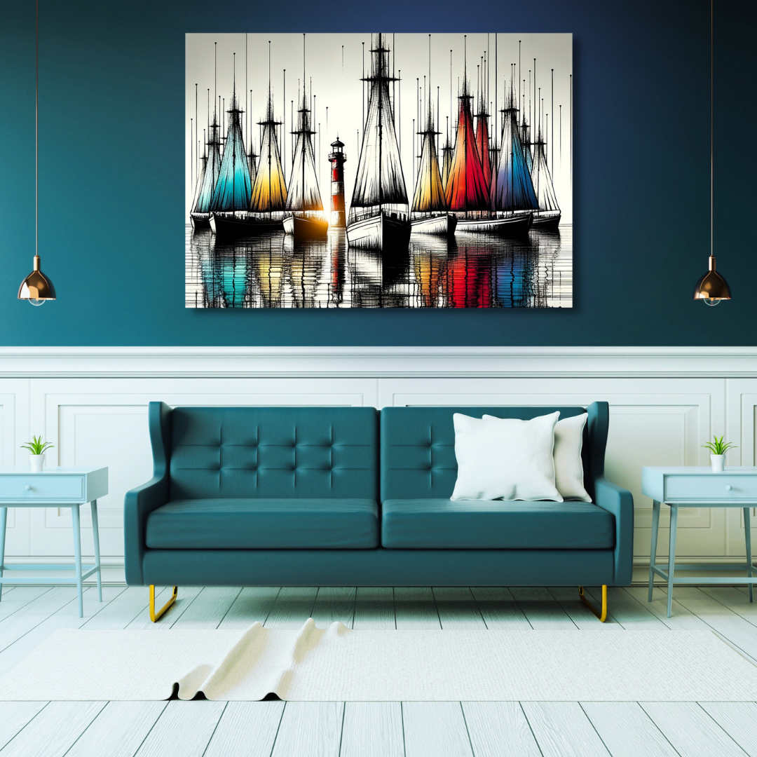 Canvas Wall Art Home Decor - Colourful Sailboats