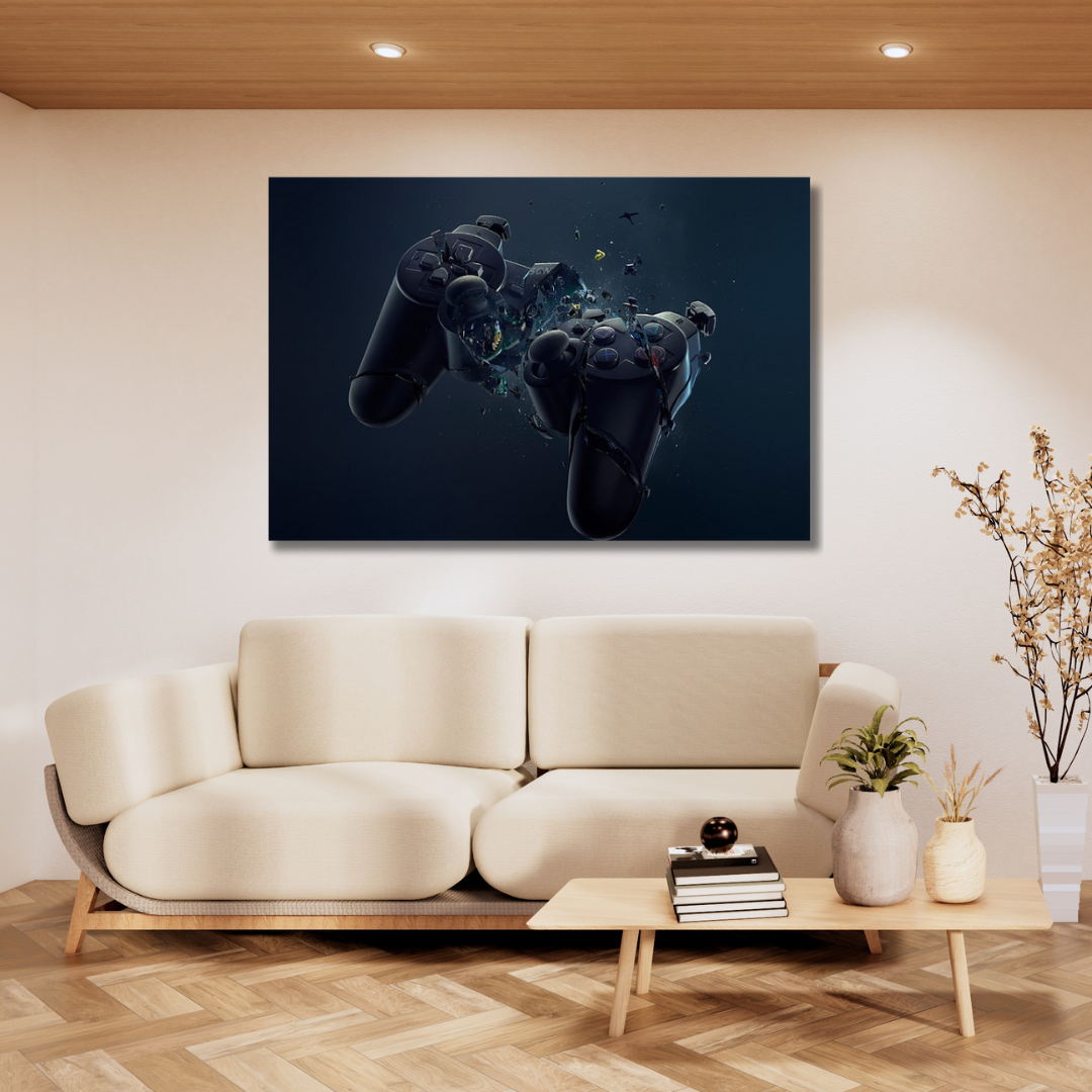 Canvas Wall Art Home Decor - Game Controller Destruction