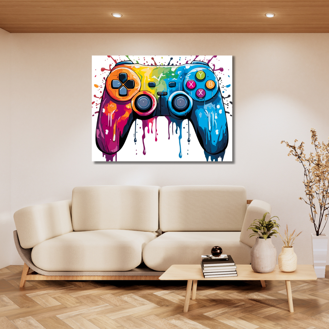 Canvas Wall Art Home Decor - Game Controller Splash