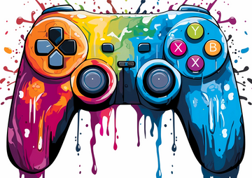 Canvas Wall Art Home Decor - Game Controller Splash
