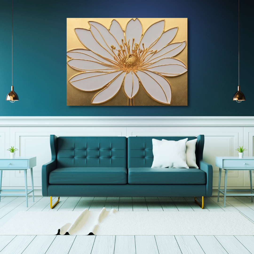Canvas Wall Art Home Decor - Gold Flower 02