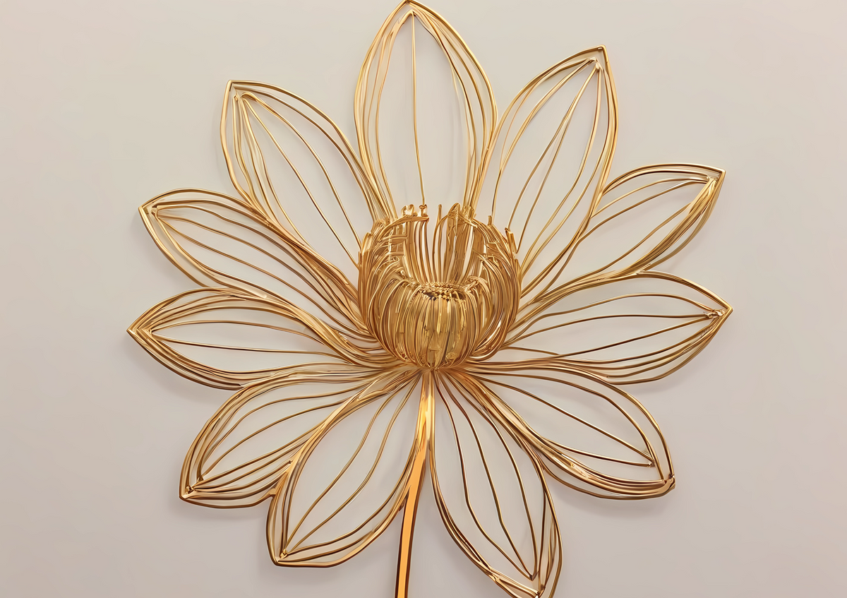 Canvas Wall Art Home Decor - Gold Flower 02
