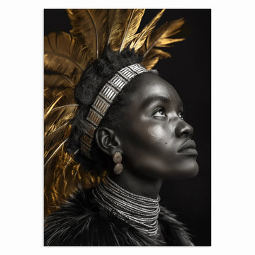 Golden Crown African Woman Canvas Wall Art