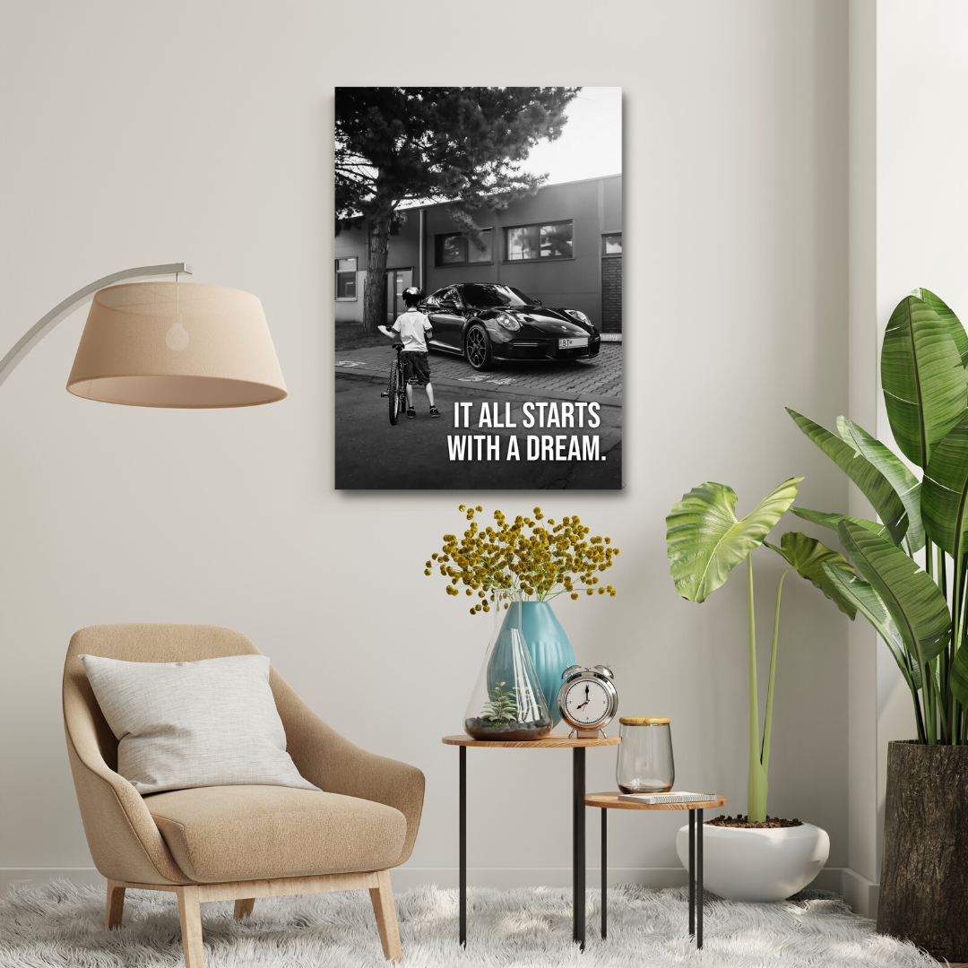 Motivational Canvas Wall Art - It All starts With A Dream 01