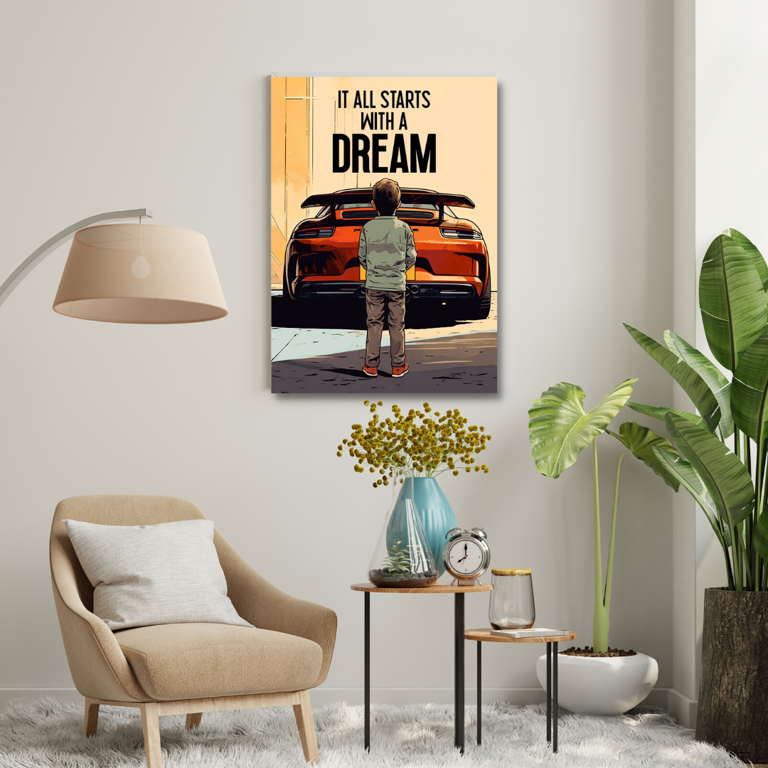 Motivational Canvas Wall Art - It All starts With A Dream 02