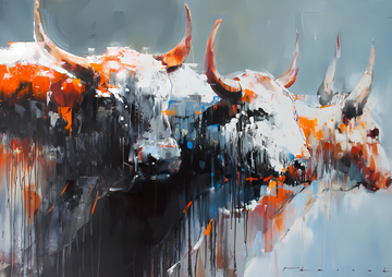 Canvas Wall Art Home Decor - Nguni Cattle Abstract