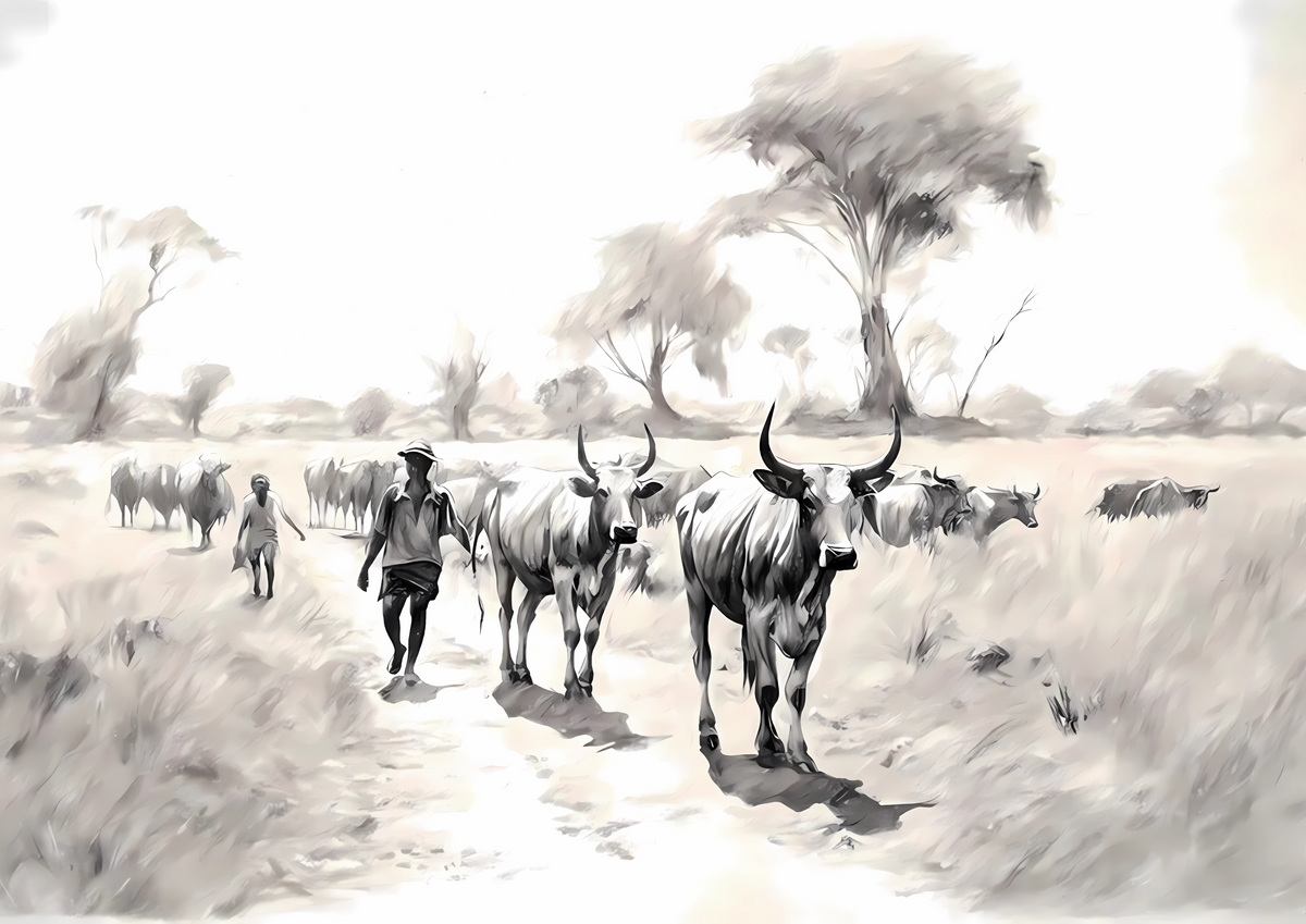 Canvas Wall Art Home Decor - Nguni Cow Herd