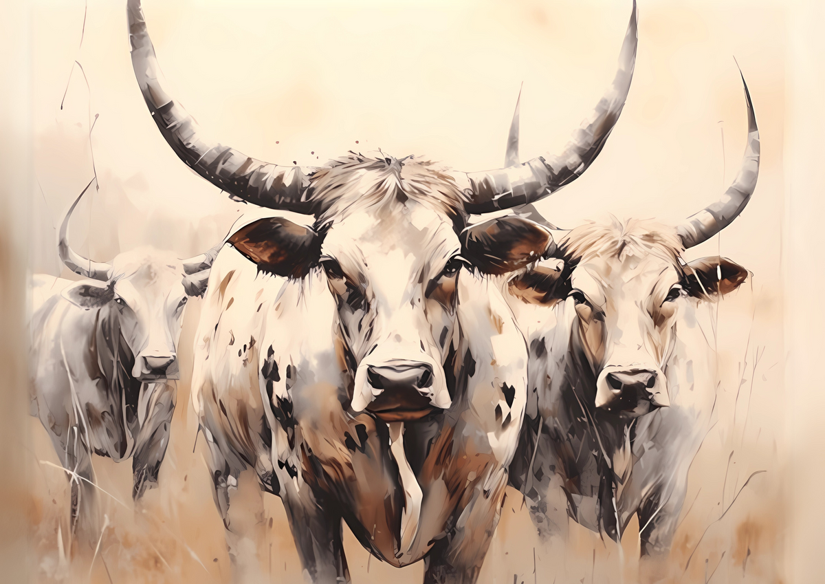 Canvas Wall Art Home Decor - Nguni Cows