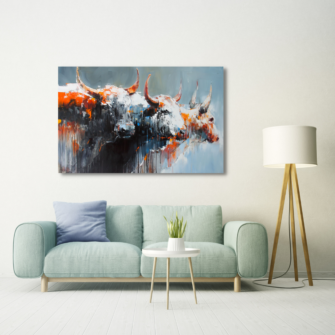 Canvas Wall Art Home Decor - Nguni Cattle Abstract