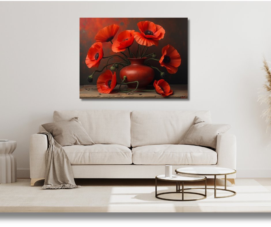 Canvas Wall Art Home Decor - Poppies Pot