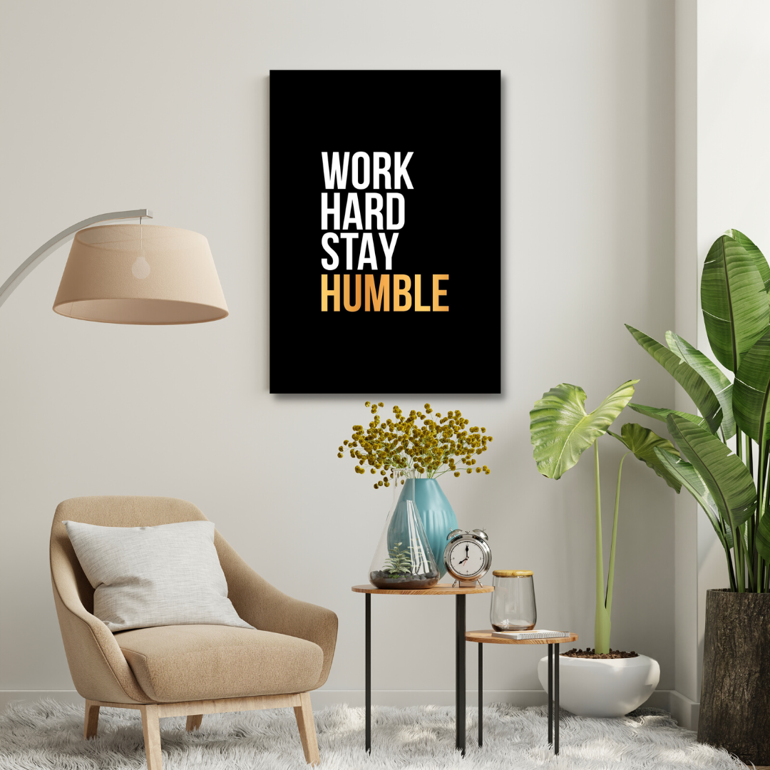 Motivational Canvas Wall Art - Work Hard Stay Humble