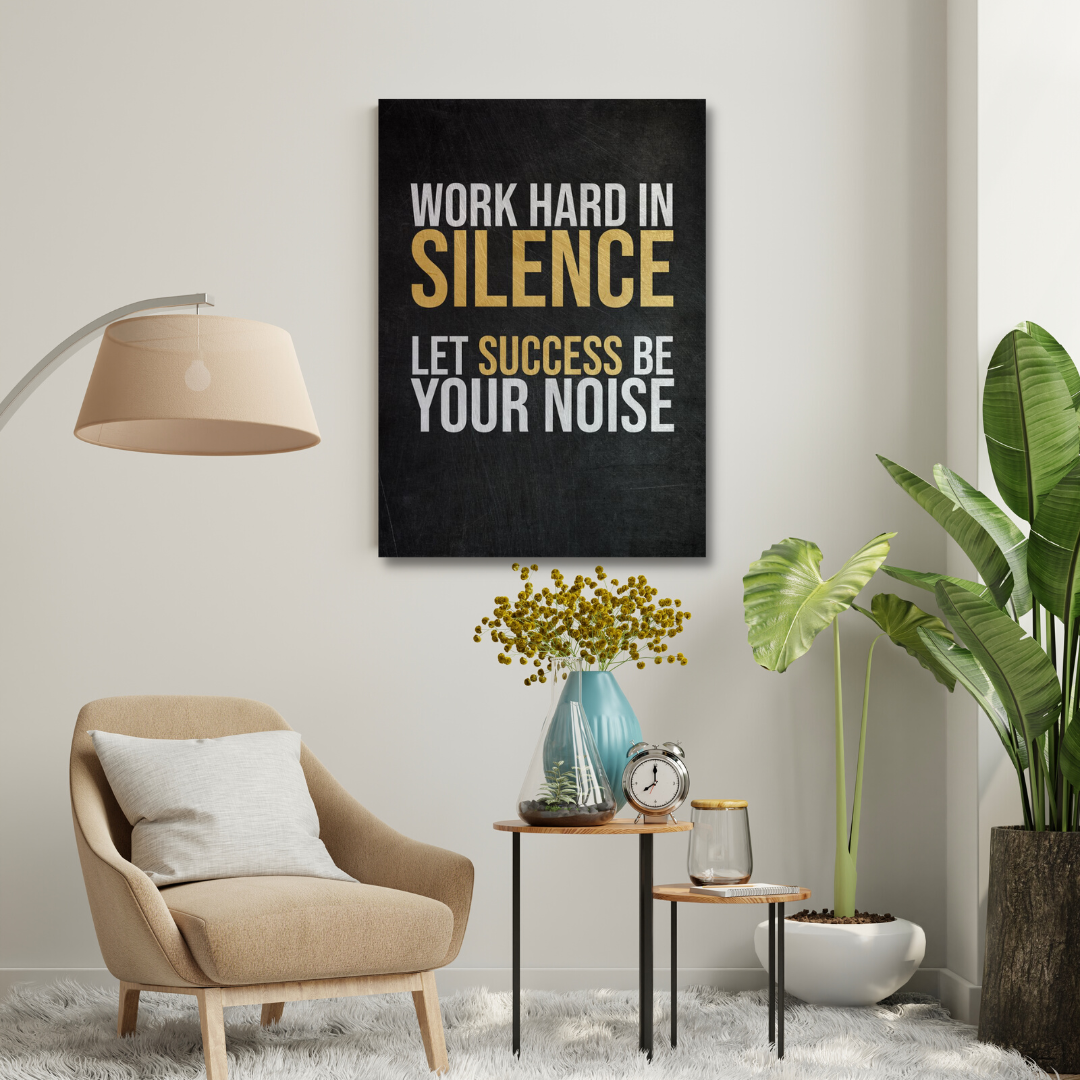 Motivational Canvas Wall Art - Work Hard In Silence
