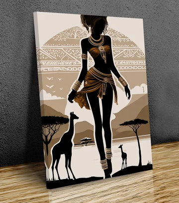 Silhouette Of Grace African Woman Canvas Wall Art