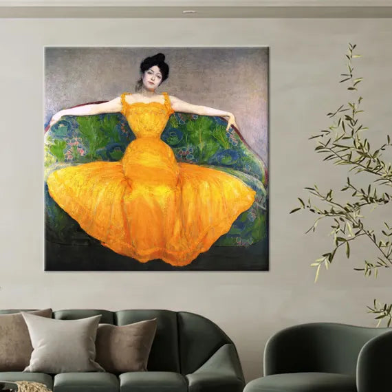 Sunshine Woman In Yellow Dress Canvas Wall Art