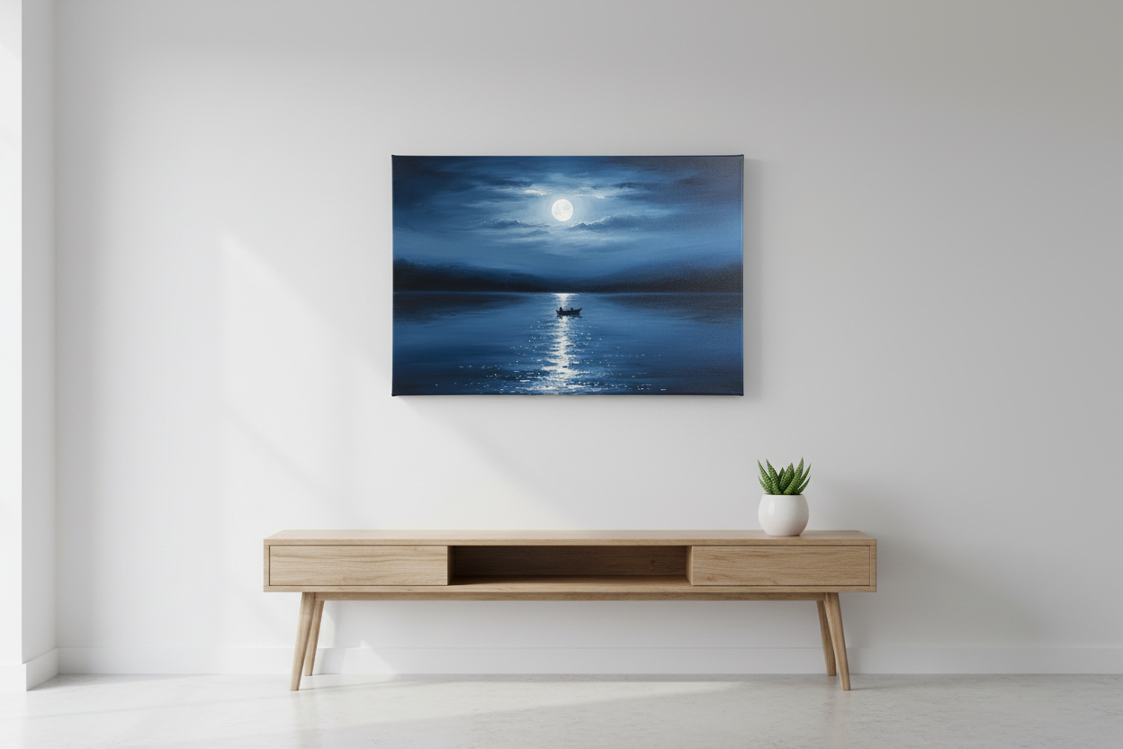 Moonlit Boat On Still Waters - Lifestyle 1