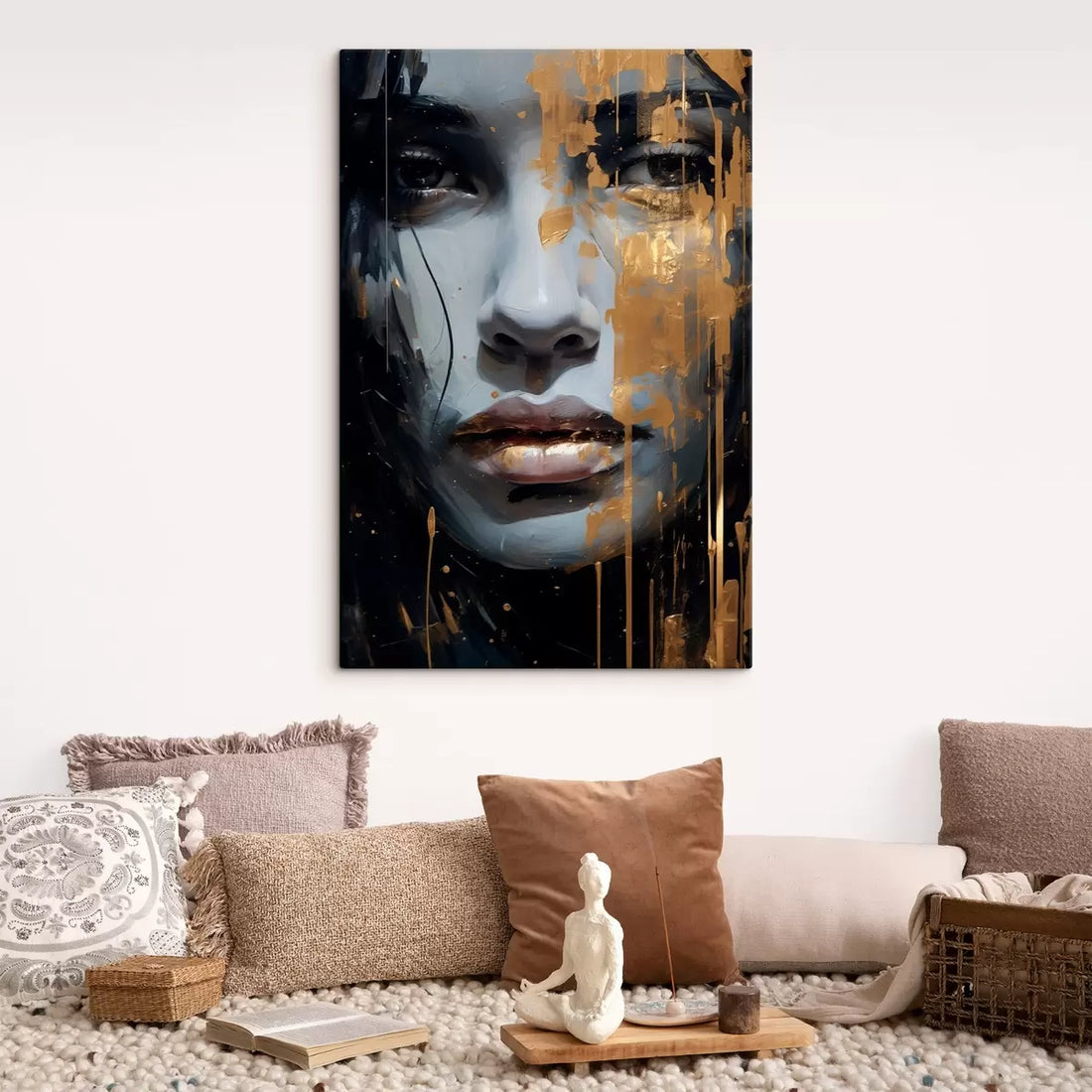 Enigmatic Female Face Abstract Canvas Wall Art