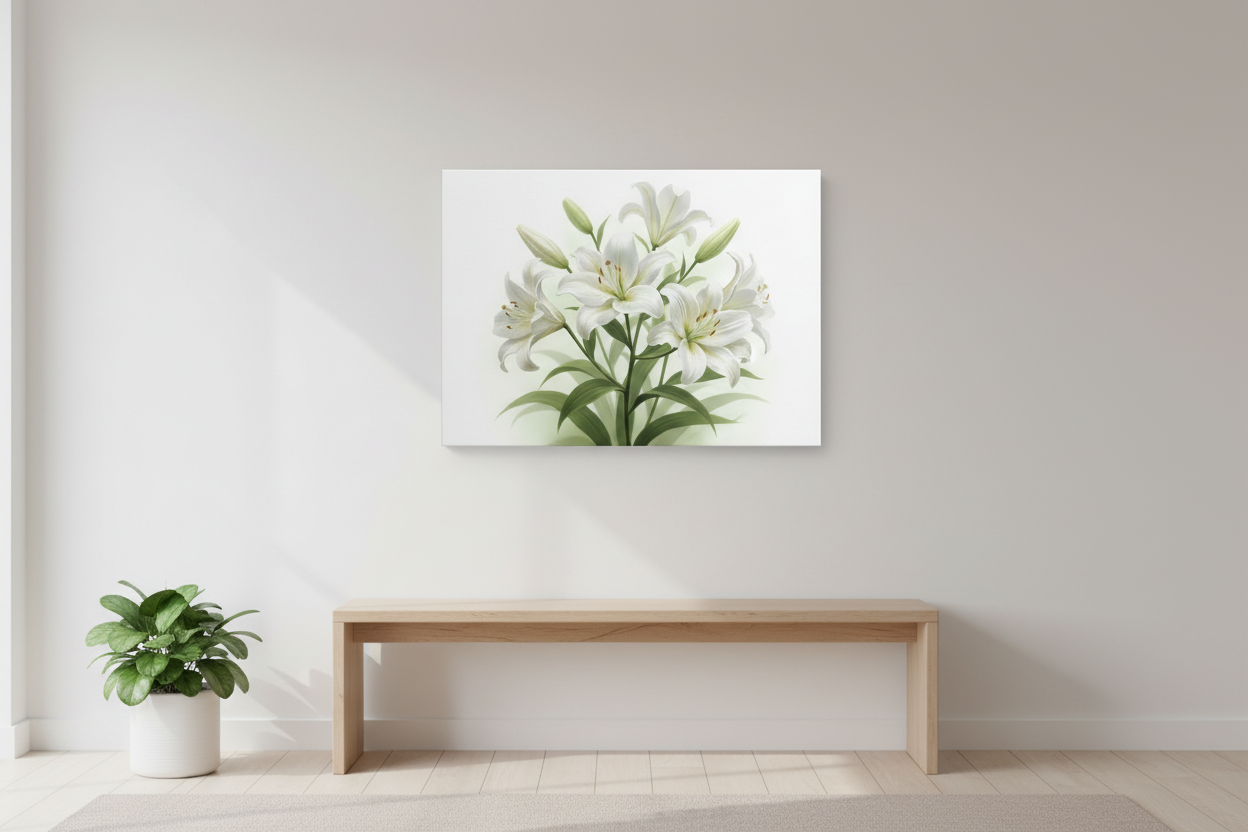 White Lilies Soft Bloom - Lifestyle 1